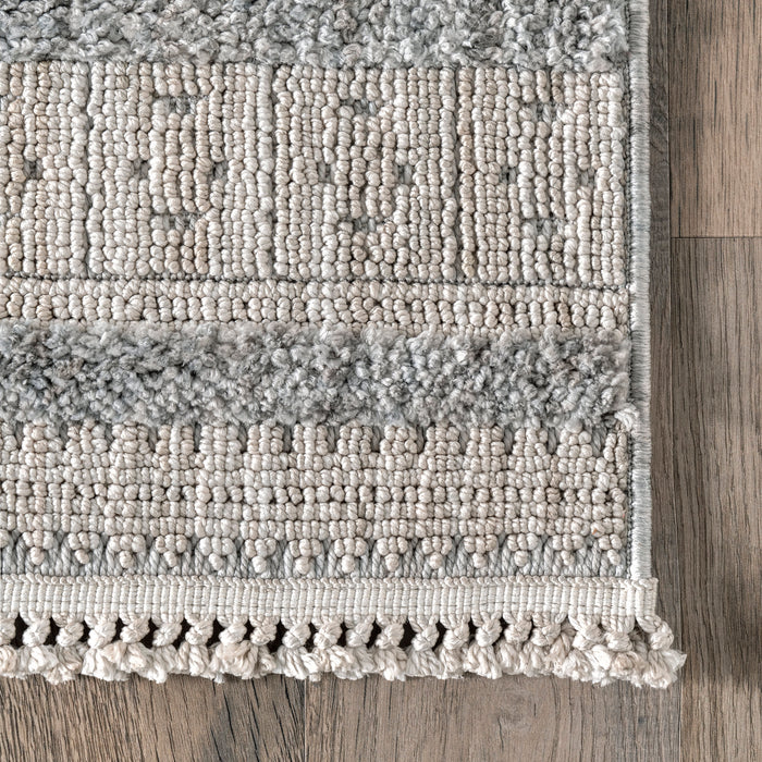 Light Grey Striped Area Rug for Home Décor