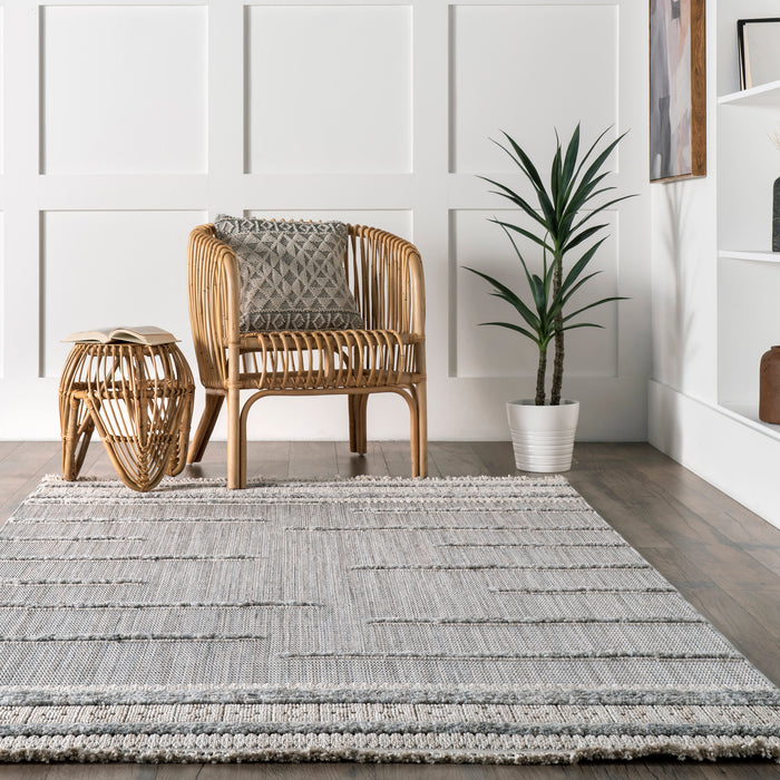 Light Grey Striped Area Rug for Home Décor