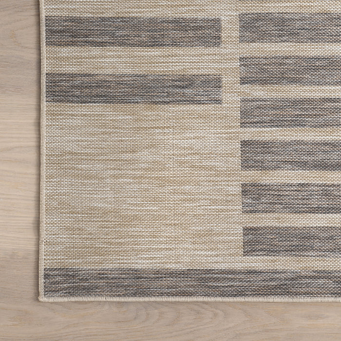 Light Grey Striped Indoor Outdoor Rug 120x180 cm