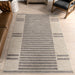 Light Grey Striped Indoor Outdoor Rug 120x180 cm