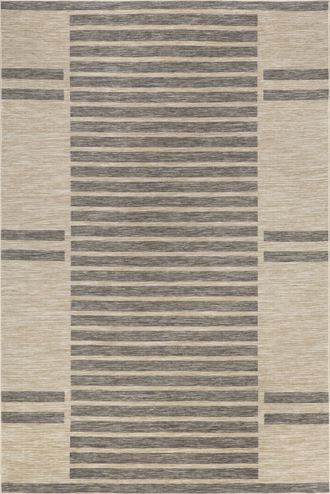 Light Grey Striped Indoor Outdoor Rug 120x180 cm