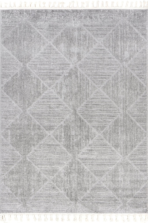 Light Grey Tiled Trellis Area Rug 120x180 cm