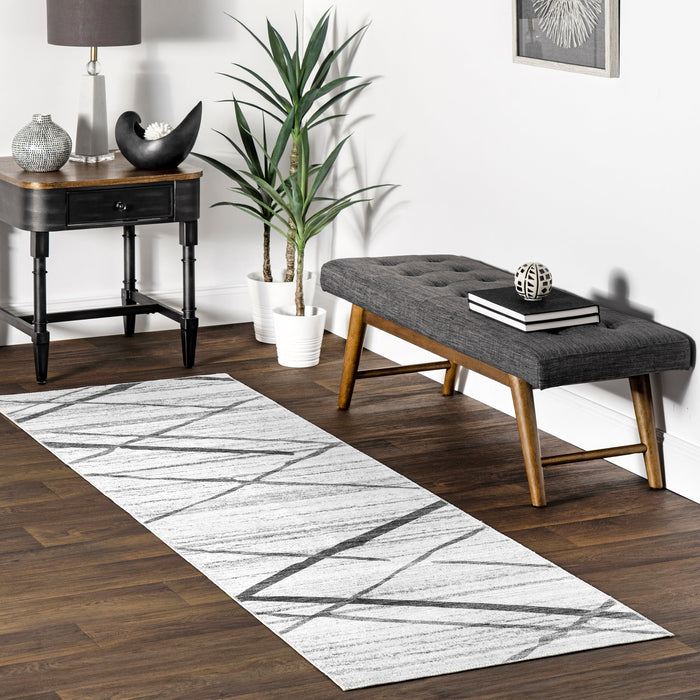 Light Grey Washable Lattice Area Rug 120x180 cm
