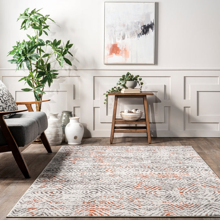 Light Grey Zig-Zag Area Rug 160x230 cm