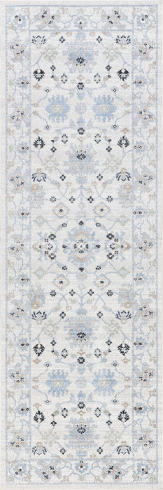 Tappeto lavabile con medaglione floreale Lilliana Azzurro 140x200 cm