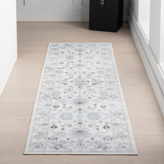 Tappeto lavabile con medaglione floreale Lilliana Azzurro 140x200 cm