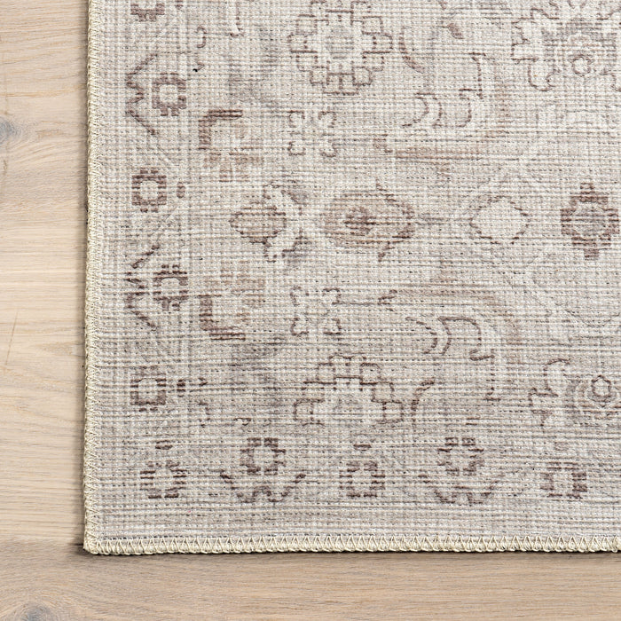 Lillie Floral Machine Washable Area Rug 120x180 cm Cream