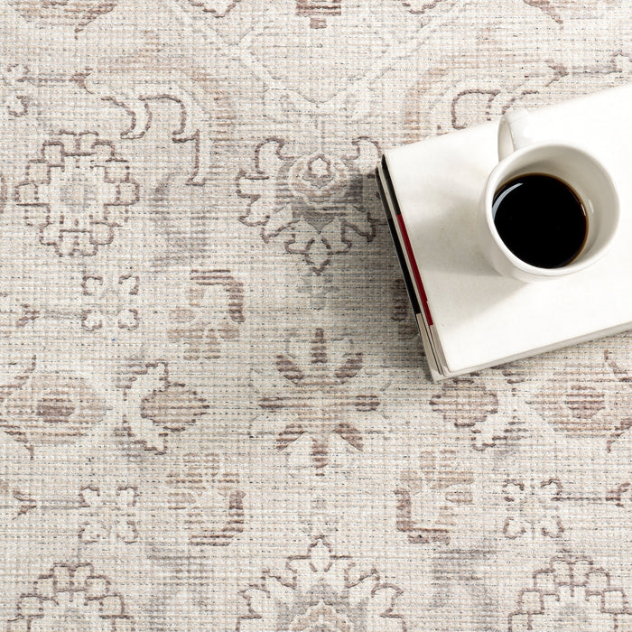 Lillie Floral Machine Washable Area Rug 120x180 cm Cream