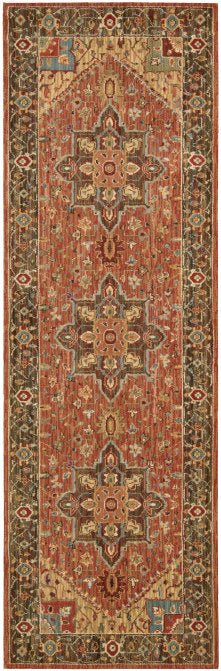 Living Treasures LI01 Rust Runner Rug