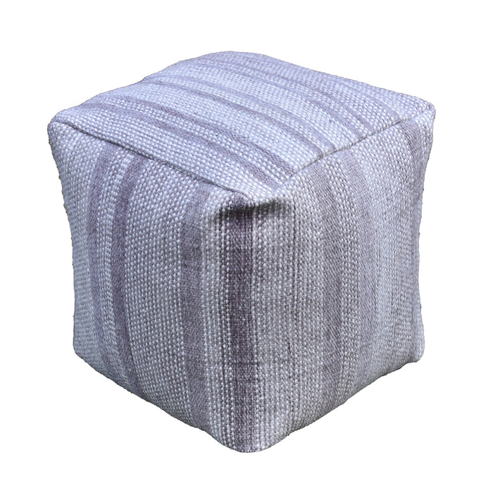 Lodz Hand-Woven Blue Pouf in Durable PET Material