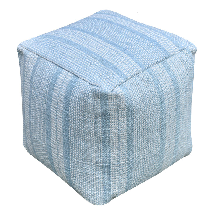 Lodz Hand-Woven Blue Pouf in Durable PET Material