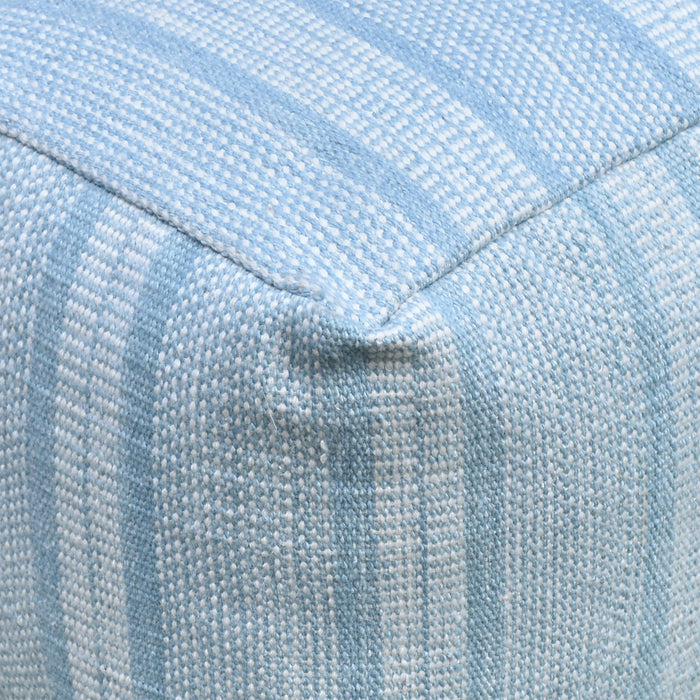 Lodz Hand-Woven Blue Pouf in Durable PET Material