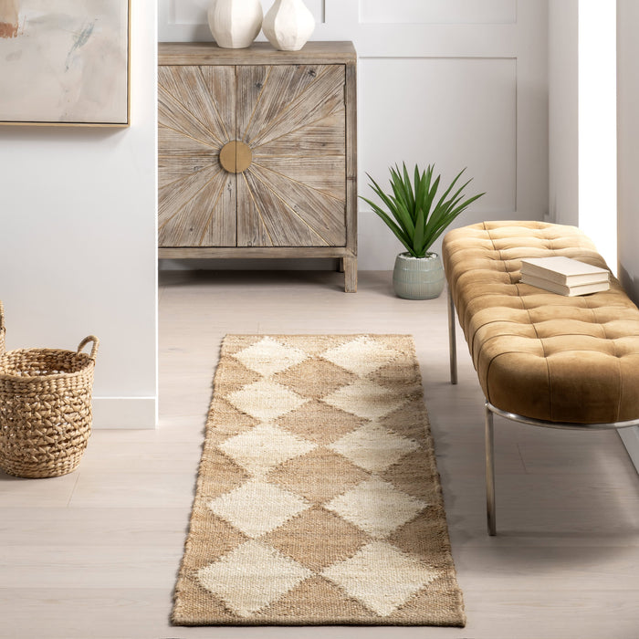 Louie Jute Checkerboard Area Rug 120x180 cm Natural