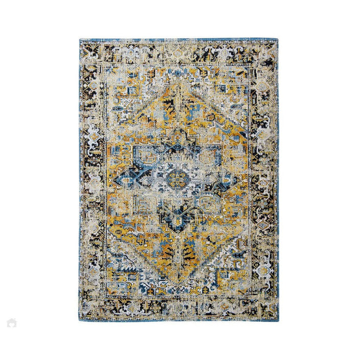 Louis De Poortere Antiquarian Heriz 8704 Amir Gold Washable Polyester Flatweave Eco-Rug