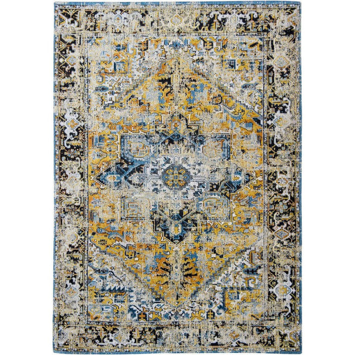 Louis De Poortere Antiquarian Heriz 8704 Amir Gold Washable Polyester Flatweave Eco-Rug