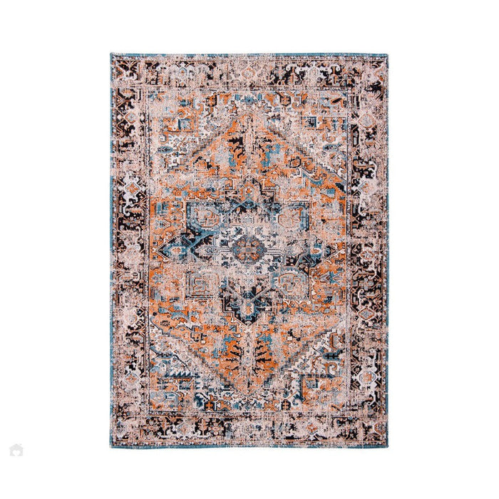 Louis De Poortere Antiquarian Heriz 8705 Seray Orange Washable Polyester Flatweave Eco-Rug