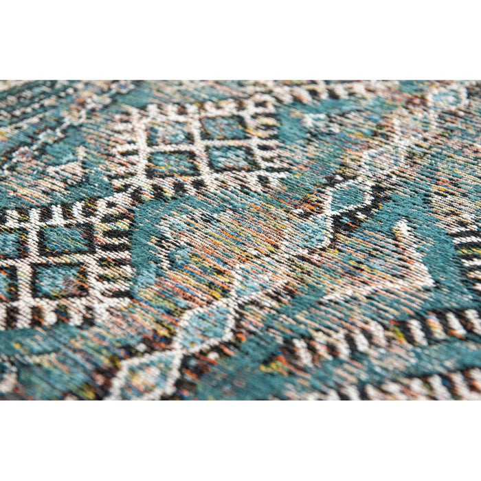 Louis De Poortere Antiquarian Kilim 9110 Zemmuri Blue Washable Polyester Flatweave Eco-Rug