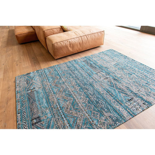 Louis De Poortere Antiquarian Kilim 9110 Zemmuri Blue Washable Polyester Flatweave Eco-Rug