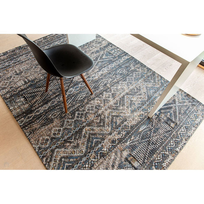 Louis De Poortere Antiquarian Kilim 9113 Black Rabat Washable Polyester Flatweave Eco-Rug