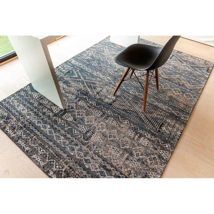 Louis De Poortere Antiquarian Kilim 9113 Black Rabat Washable Polyester Flatweave Eco-Rug