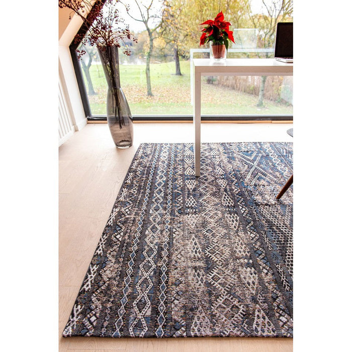 Louis De Poortere Antiquarian Kilim 9113 Black Rabat Washable Polyester Flatweave Eco-Rug