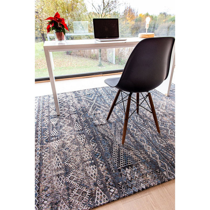 Louis De Poortere Antiquarian Kilim 9113 Black Rabat Washable Polyester Flatweave Eco-Rug