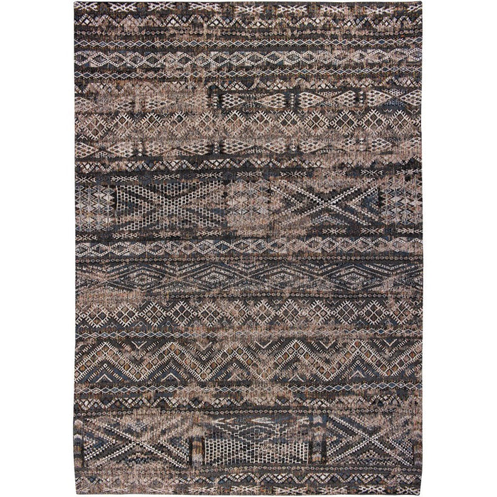 Louis De Poortere Antiquarian Kilim 9113 Black Rabat Washable Polyester Flatweave Eco-Rug