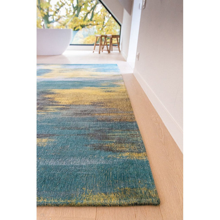 Louis De Poortere Atlantic Monetti 9119 Nymphea Blue Washable Polyester Flatweave Eco-Rug