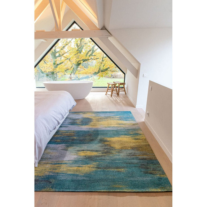 Louis De Poortere Atlantic Monetti 9119 Nymphea Blue Washable Polyester Flatweave Eco-Rug