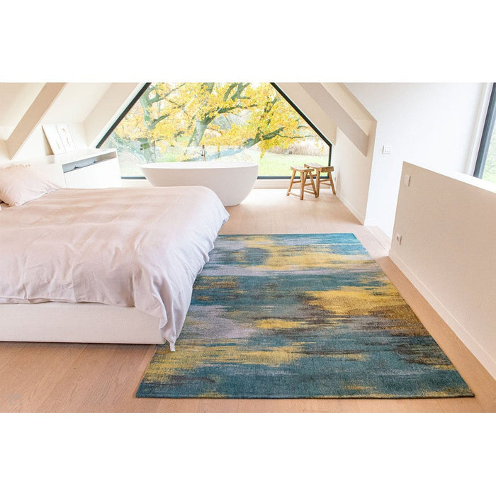 Louis De Poortere Atlantic Monetti 9119 Nymphea Blue Washable Polyester Flatweave Eco-Rug