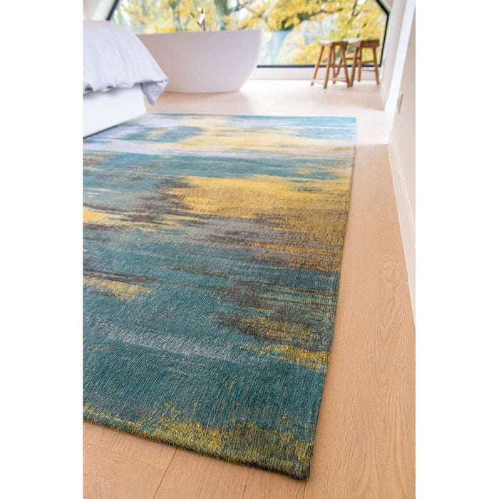 Louis De Poortere Atlantic Monetti 9119 Nymphea Blue Washable Polyester Flatweave Eco-Rug