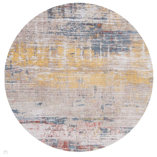 Louis De Poortere Atlantic Streaks 8714 Montauk Multi Washable Polyester Flatweave Round Eco-Rug