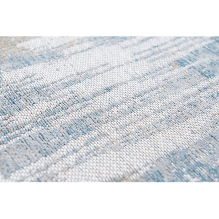 Louis De Poortere Atlantic Streaks 8718 Long Island Blu Washable Polyester Flatweave Eco-Runner
