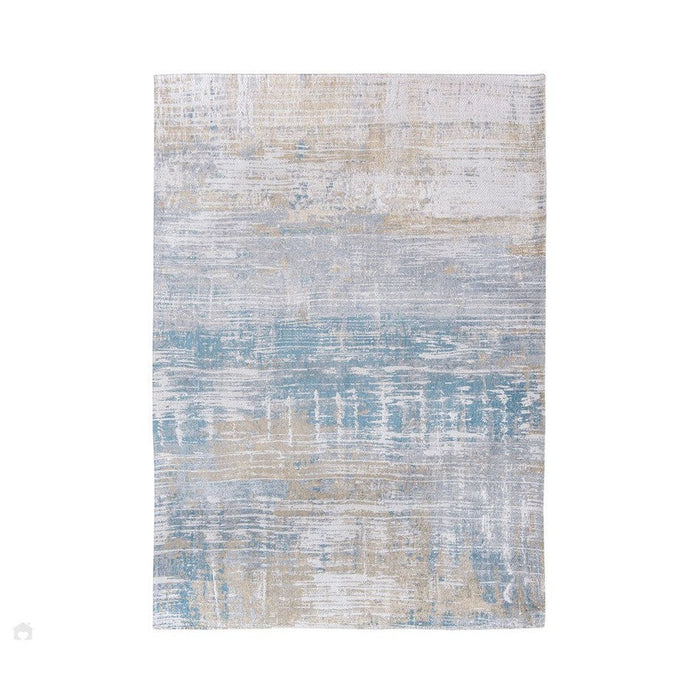 Louis De Poortere Atlantic Streaks 8718 Long Island Blue Washable Polyester Flatweave Eco-Rug