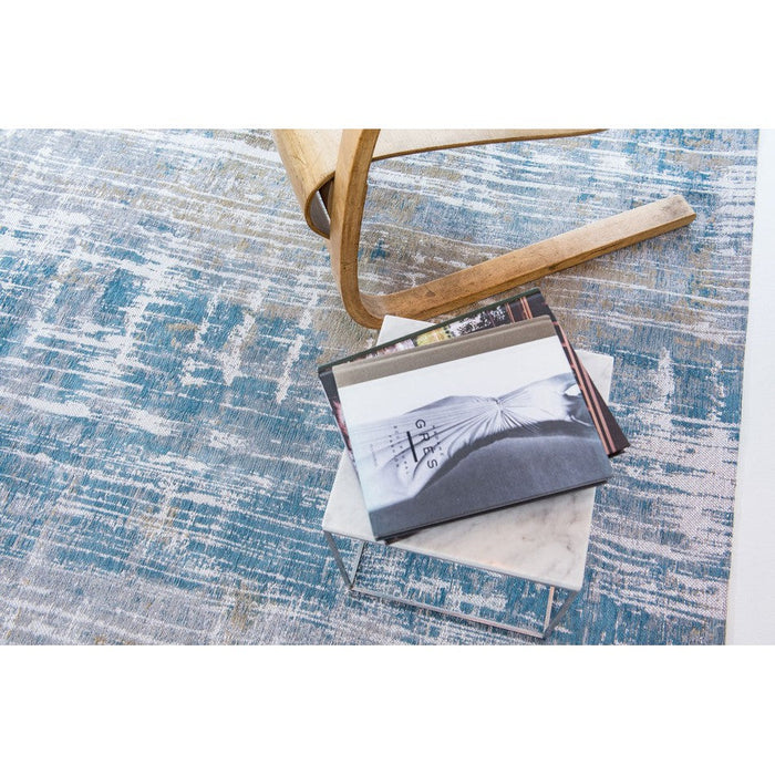 Louis De Poortere Atlantic Streaks 8718 Long Island Blue Washable Polyester Flatweave Eco-Rug