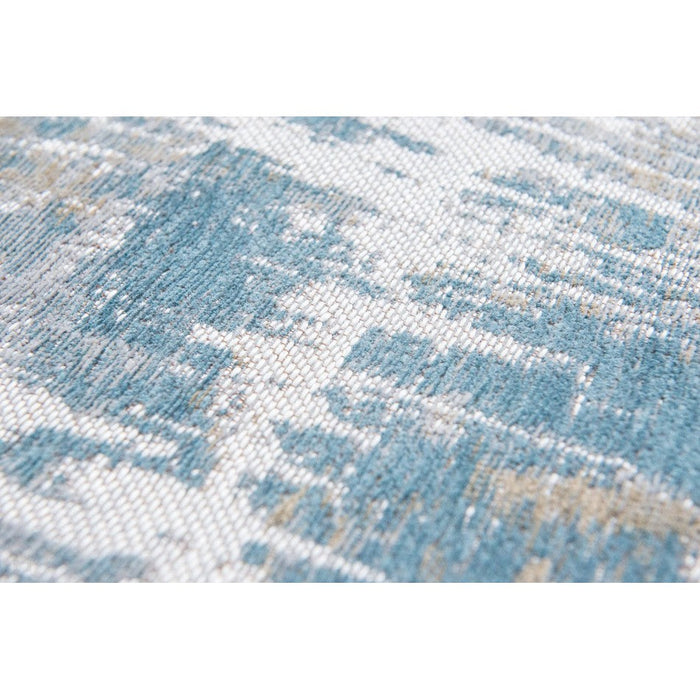 Louis De Poortere Atlantic Streaks 8718 Long Island Blue Washable Polyester Flatweave Eco-Rug