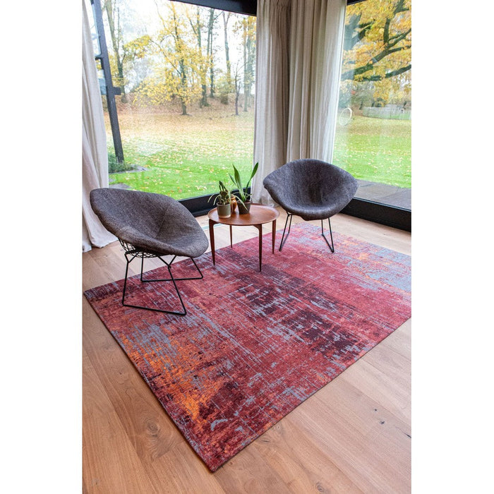 Louis De Poortere Atlantic Streaks 9125 Nassau Red Washable Polyester Flatweave Eco-Rug