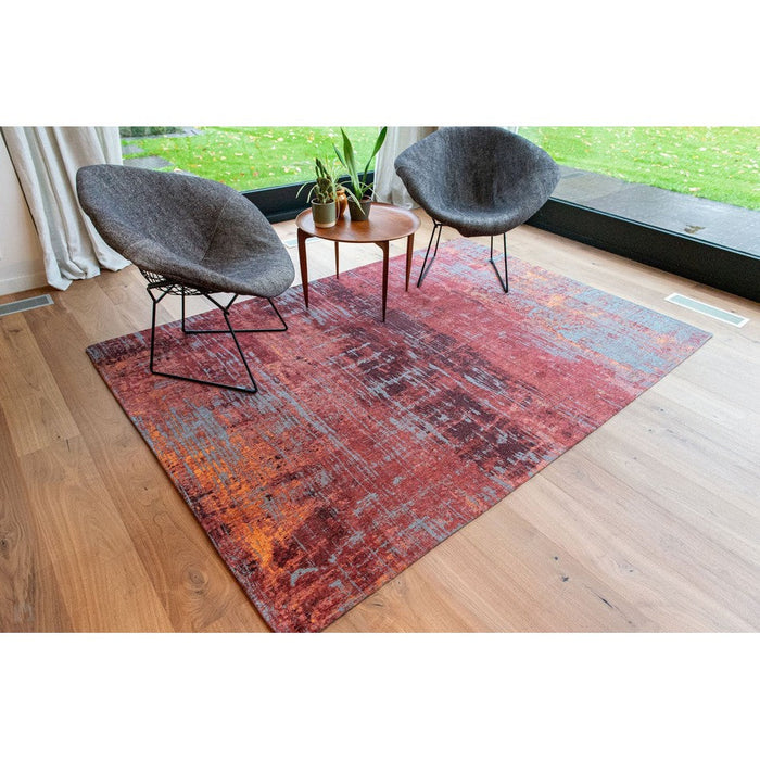 Louis De Poortere Atlantic Streaks 9125 Nassau Red Washable Polyester Flatweave Eco-Rug