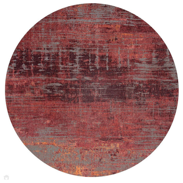 Louis De Poortere Atlantic Streaks 9125 Nassau Red Washable Polyester Flatweave Round Eco-Rug