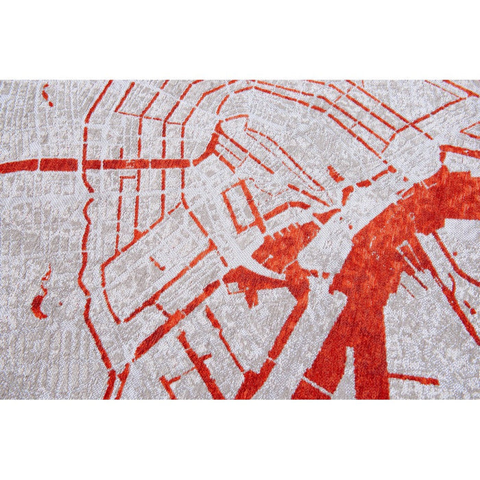 Louis De Poortere Cities Amsterdam 9323 Orange Cut Washable Polyester Flatweave Eco-Rug