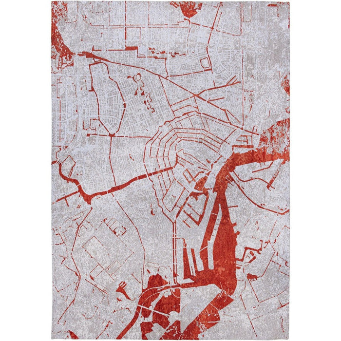 Louis De Poortere Cities Amsterdam 9323 Orange Cut Washable Polyester Flatweave Eco-Rug