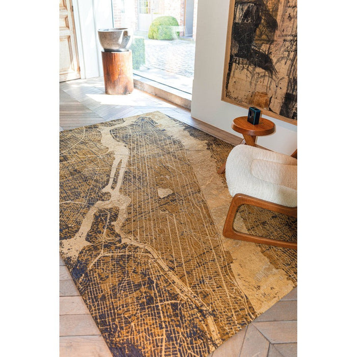 Louis De Poortere Cities New York 9315 Gatsby Gold Washable Polyester Flatweave Eco-Rug