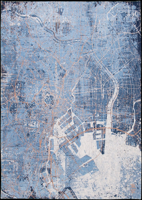 Louis De Poortere Cities Tokyo Conductive Blue 9314 Rug