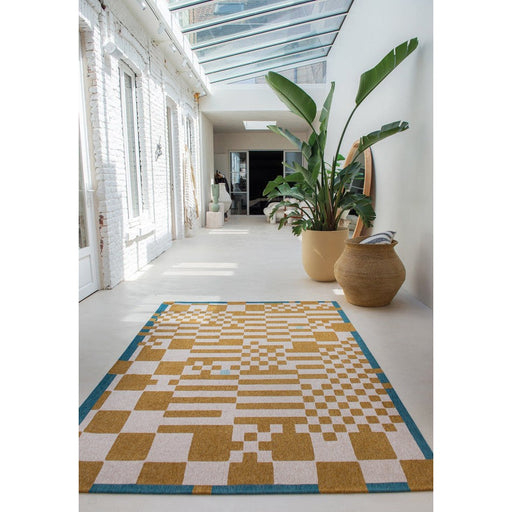 Louis De Poortere Craft Chess 9338 Honey Washable Polyester Flatweave Eco-Rug