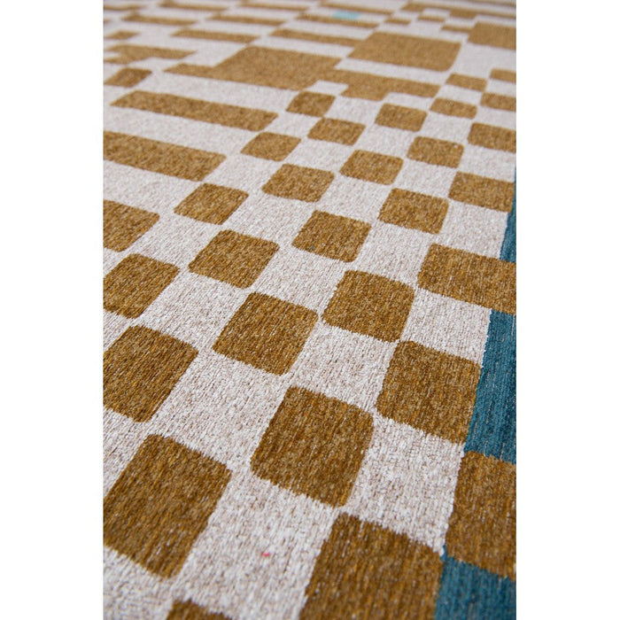 Louis De Poortere Craft Chess 9338 Honey Washable Polyester Flatweave Eco-Rug