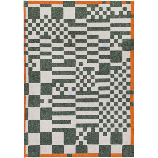 Louis De Poortere Craft Chess 9339 Deep Green Washable Polyester Flatweave Eco-Rug