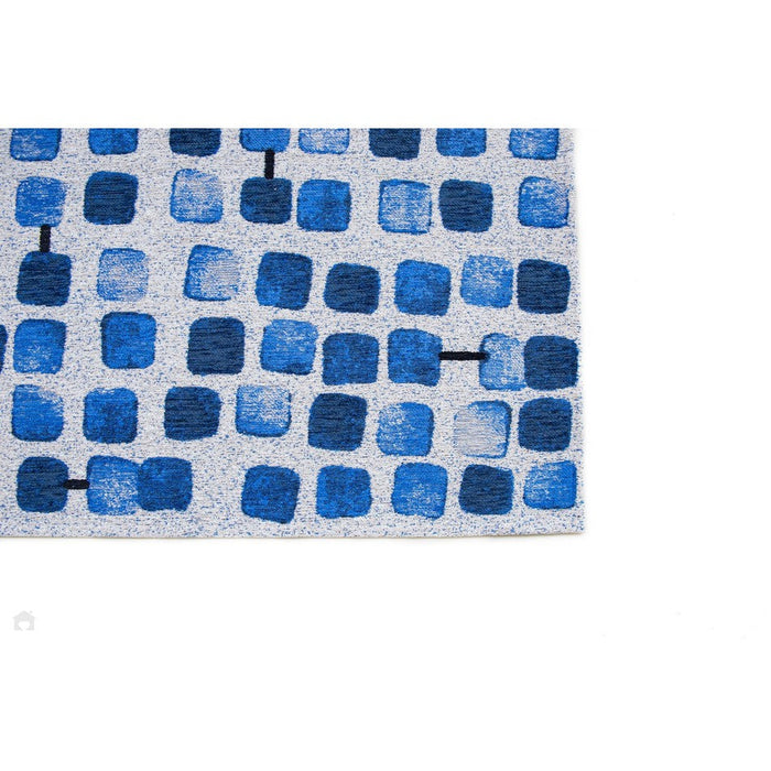 Louis De Poortere Craft Cobblestone 9348 Amparo Blues Washable Polyester Flatweave Eco-Rug