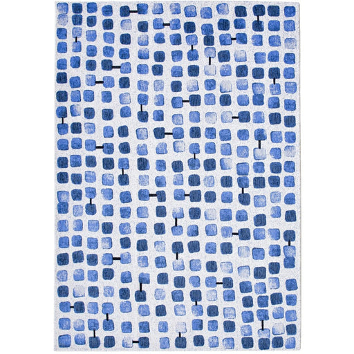 Louis De Poortere Craft Cobblestone 9348 Amparo Blues Washable Polyester Flatweave Eco-Rug