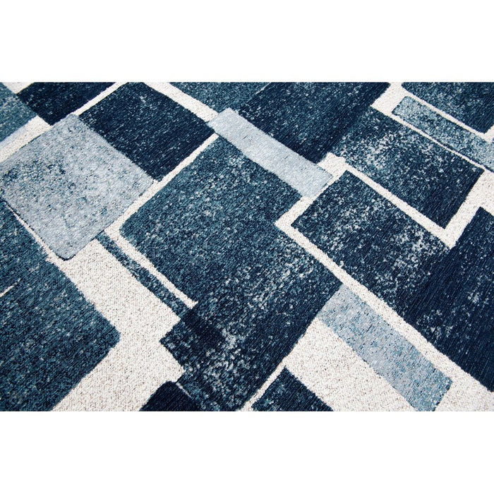 Louis De Poortere Craft Lucia 9355 Ice Blue Washable Polyester Flatweave Eco-Rug