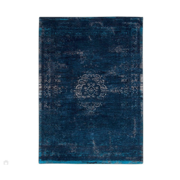 Louis De Poortere Fading World Medallion 8254 Blue Night Washable Polyester Flatweave Eco-Rug